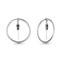 Серьги конго из серебра с натуральным зеленым агатом