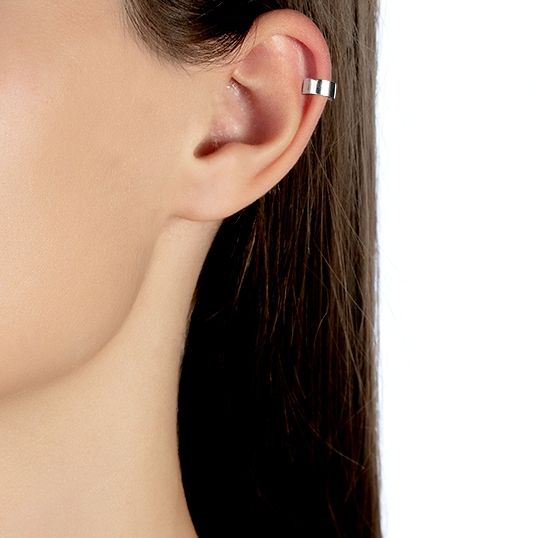 Серьга кафф одинарная из серебра без вставок
