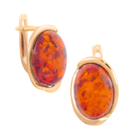 Серьги из позолоченного серебра с янтарем