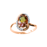 Кольцо из красного золота с султанитом и фианитами