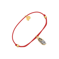 Браслет "ЧУДО СВ. СПИРИДОНА" из серебра с позолотой и красной шелковой нитью