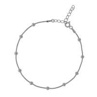 Браслет шнурок из серебра гладкий с шариками