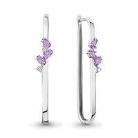 Серьги из серебра с аметистами и фианитами