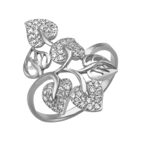 Кольцо из белого золота с фианитами Березка