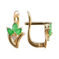 Серьги из красного золота с изумрудами и бриллиантами