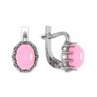 Серьги из серебра с натуральным розовым кораллом