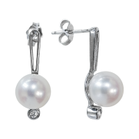 Серьги из серебра с натуральным жемчугом и фианитами