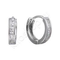 Серьги конго из серебра с фианитами