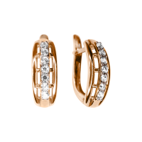 Серьги из красного золота с фианитами