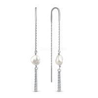 Серьги продевки из серебра с жемчугом барокко