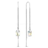 Серьги продёвки из серебра с ювелирными кристаллами