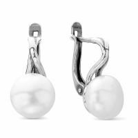 Серьги из оксидированного серебра с культивированным жемчугом