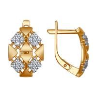 Серьги из золоченого серебра с фианитами (SOKOLOV)