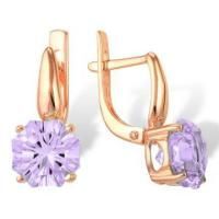 Серьги из красного золота с аметистами