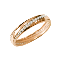 Кольцо из красного золота с фианитами