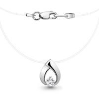 Колье на леске из серебра с фианитом