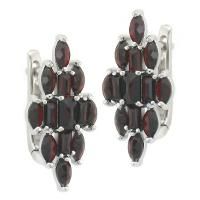 Серьги из серебра с натуральным гранатом