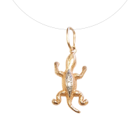 Подвеска Ящерица из красного золота с фианитами