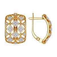 Серьги из золочёного серебра с фианитами (SOKOLOV)