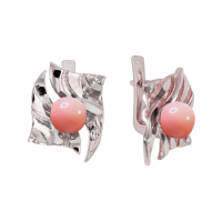 Серьги из серебра с натуральным кораллом