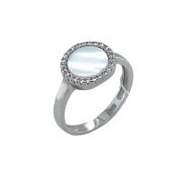 Кольцо из серебра с перламутром и фианитами