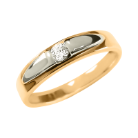 Кольцо из комбинированного золота с фианитом