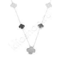 Колье из серебра с ониксом и фианитами