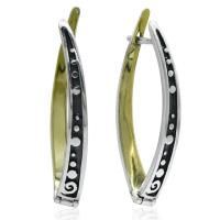 Стильные серьги из черненого серебра с золотыми пластинами