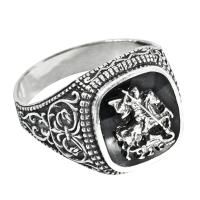 Мужская печатка Восток из серебра с лидитом