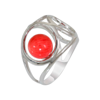 Кольцо из серебра с натуральным кораллом