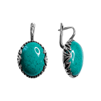 Серьги из черненого серебра с натуральной бирюзой