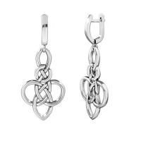 Серьги Узел бесконечности из серебра с чернением