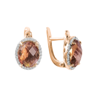 Серьги из красного золота с султанитом и фианитами