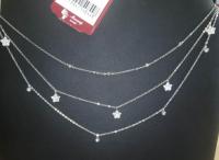 Тройное серебряное колье с подвесными элементами