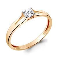 Кольцо из позолоченного серебра с фианитом