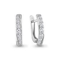 Серьги-дорожки из серебра с фианитами