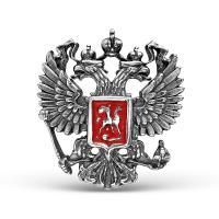 Значок "Герб РФ" из серебра с эмалью