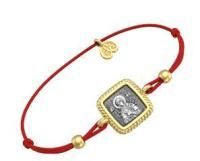 Браслет Семистрельная из серебра с позолотой и шелковой нитью