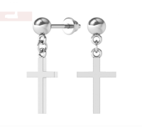 Серьги пусеты Крестики из серебра без вставок