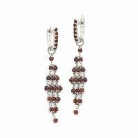 Серьги из серебра с натуральным гранатом