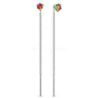 Серьги протяжки из серебра с ювелирным кристаллом