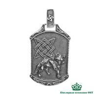 Мужская подвеска Квадрат Сварога из черненого серебра без вставок