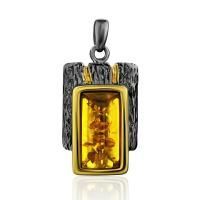 Подвеска из комбинированного серебра с янтарем и позолотой