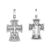 Крест РАСПЯТИЕ.СВЯТИТЕЛЬ НИКОЛАЙ ЧУДОТВОРЕЦ из серебра с платиновым покрытием