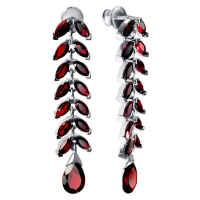 Серьги пусеты из серебра с натуральным гранатом