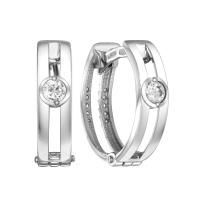 Серьги конго из серебра с фианитом