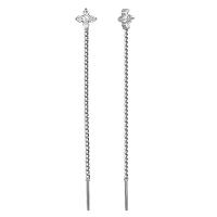 Серьги продевки из серебра с фианитами