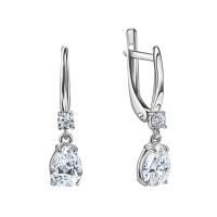Серьги из серебра с фианитами