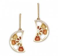 Серебряные серьги с позолотой и эмалью Долька лимона