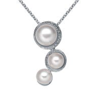 Подвеска из серебра с натуральным жемчугом и фианитами